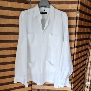 Fabrizio White Linen Men's Shirt Eastern Men Fabric